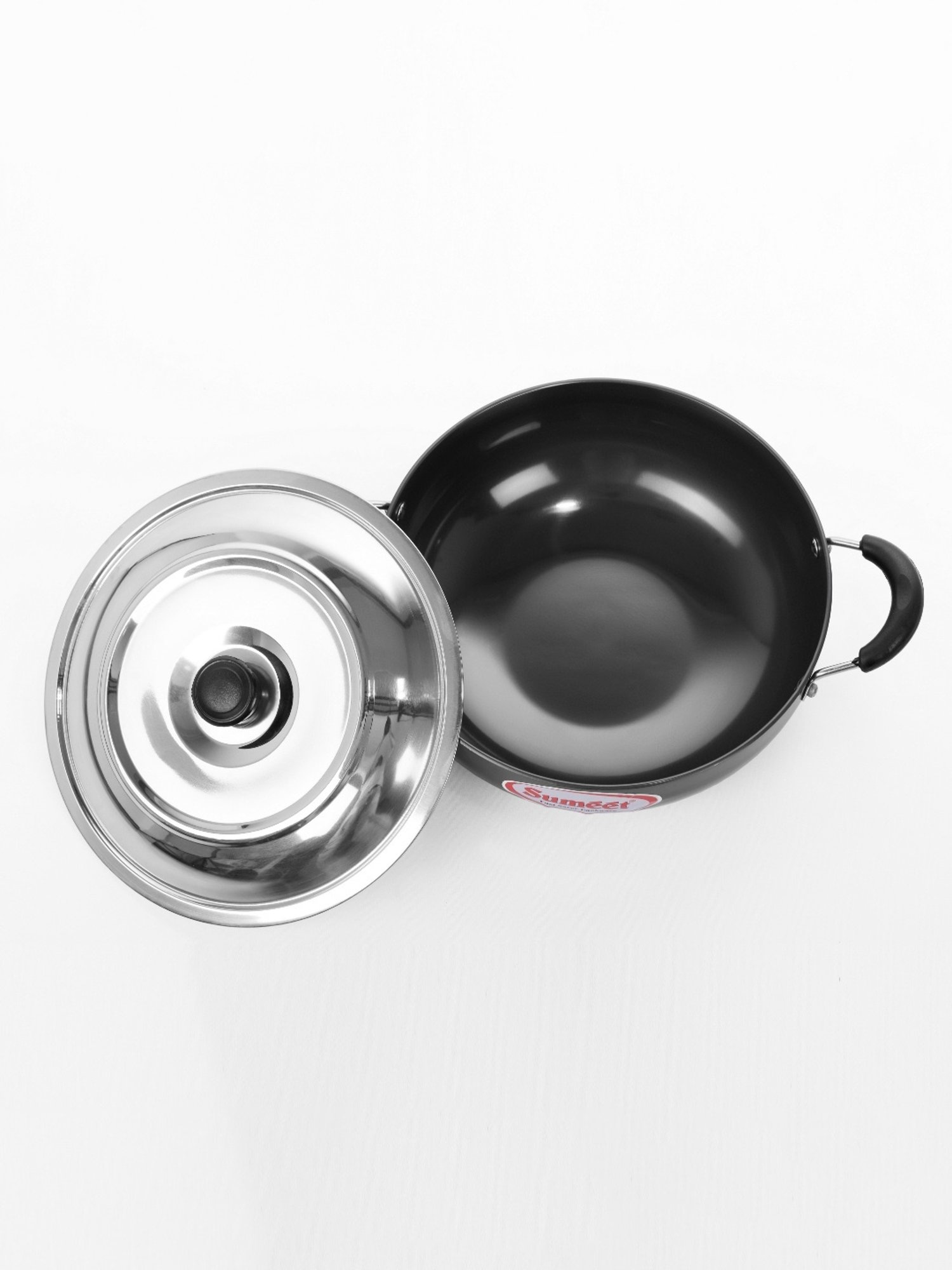 Sumeet 3mm Hardanodised Deep kadhai with S.S. Lid. No. - 11  20cm Dia. 1.5 Ltr Capacity