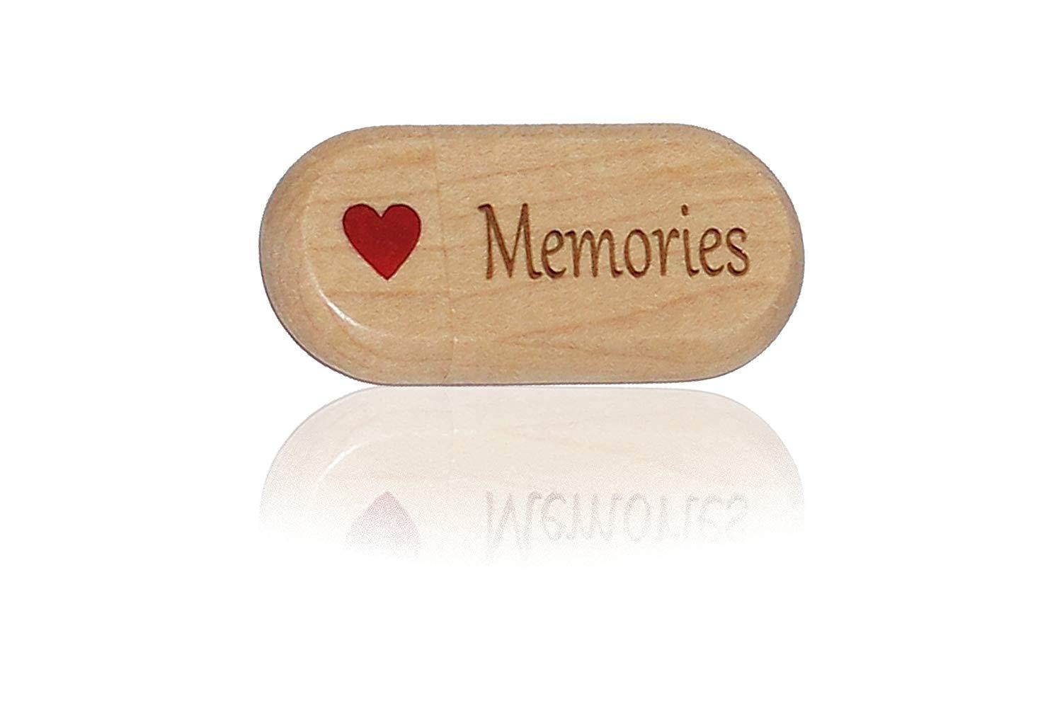 Wood 128gb Flash Drive Gift with Display Box "Thank you for the...Memories" 2.0 Gift USB with Bow-Tied Gift Box