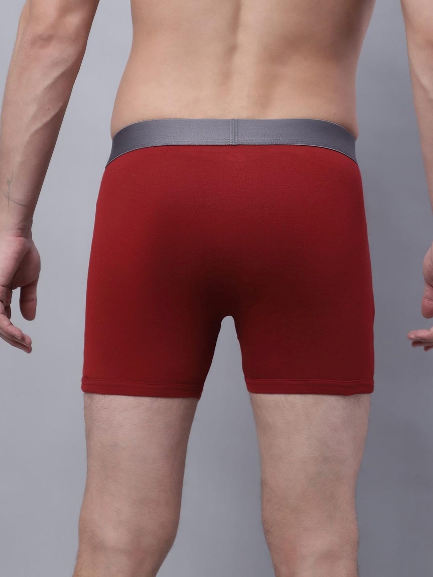 Cantabil Maroon Cotton Regular Fit Trunks - Pack of 3