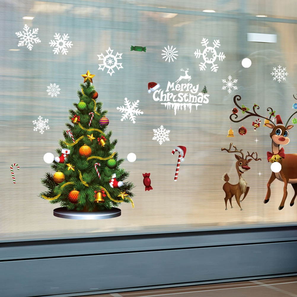 1 Sheet Christmas Theme Wall Stickers Decoration Adorable Window Stickers