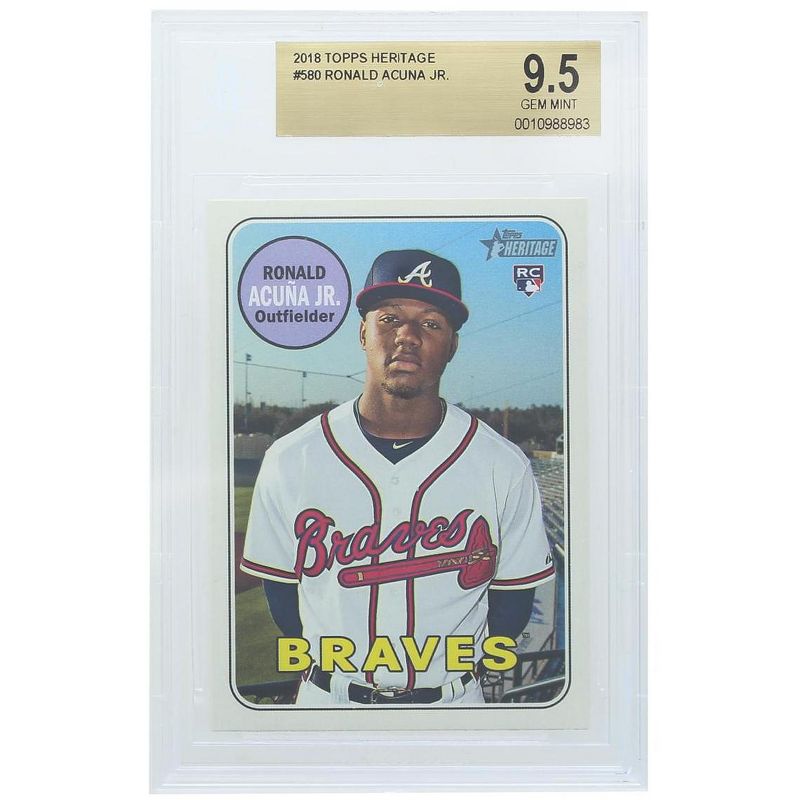 Topps Atlanta Braves #580 Ronald Acuna MLB 2018 Topps Heritage JR BGS 9.5 PSA 10