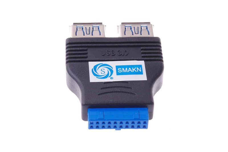 SMAKNA 2 Ports USB 3.0 Female to Motherboard 20pin Housing Extension Adapter