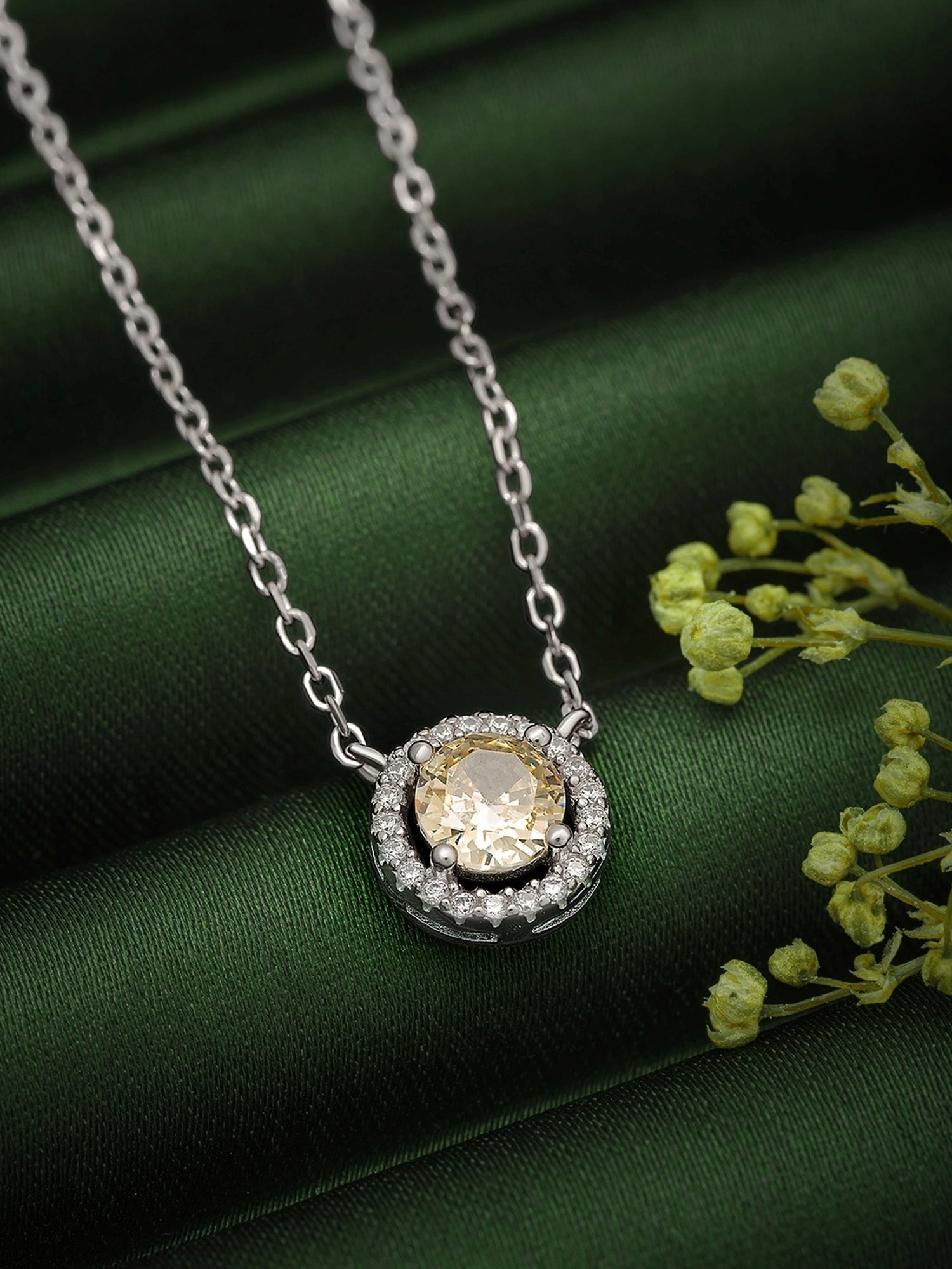 Silberry 92.5 Sterling Silver Miracle Yellow Necklace