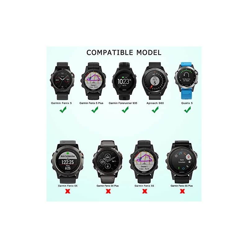 Compatible Garmin Fenix 5 Band, Quick Fit Release 22mm Soft Silicone Sport Replacement Band for Garmin Fenix 5/Forerunner 935/Aproach S60/Quatix 5/Fenix 5 Plus/Instinct Smart Watch