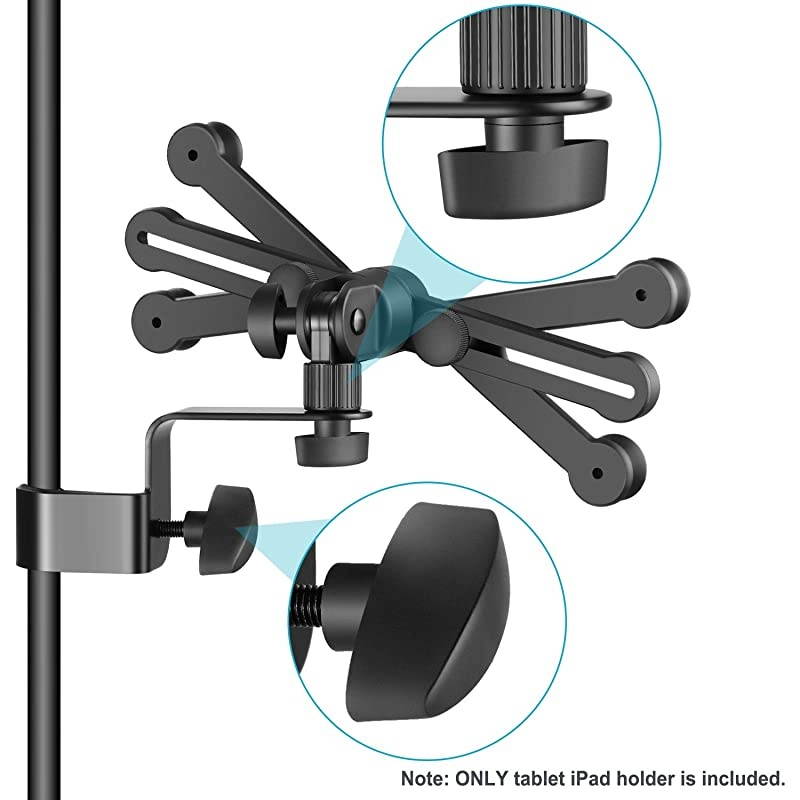 714 inches Adjustable Tablet Holder Mount with 360 Degree Swivel Clamp for Connecting with Microphone Stand Compatible with iPad iPad Pro iPad Air Google Nexus Samsung Galaxy