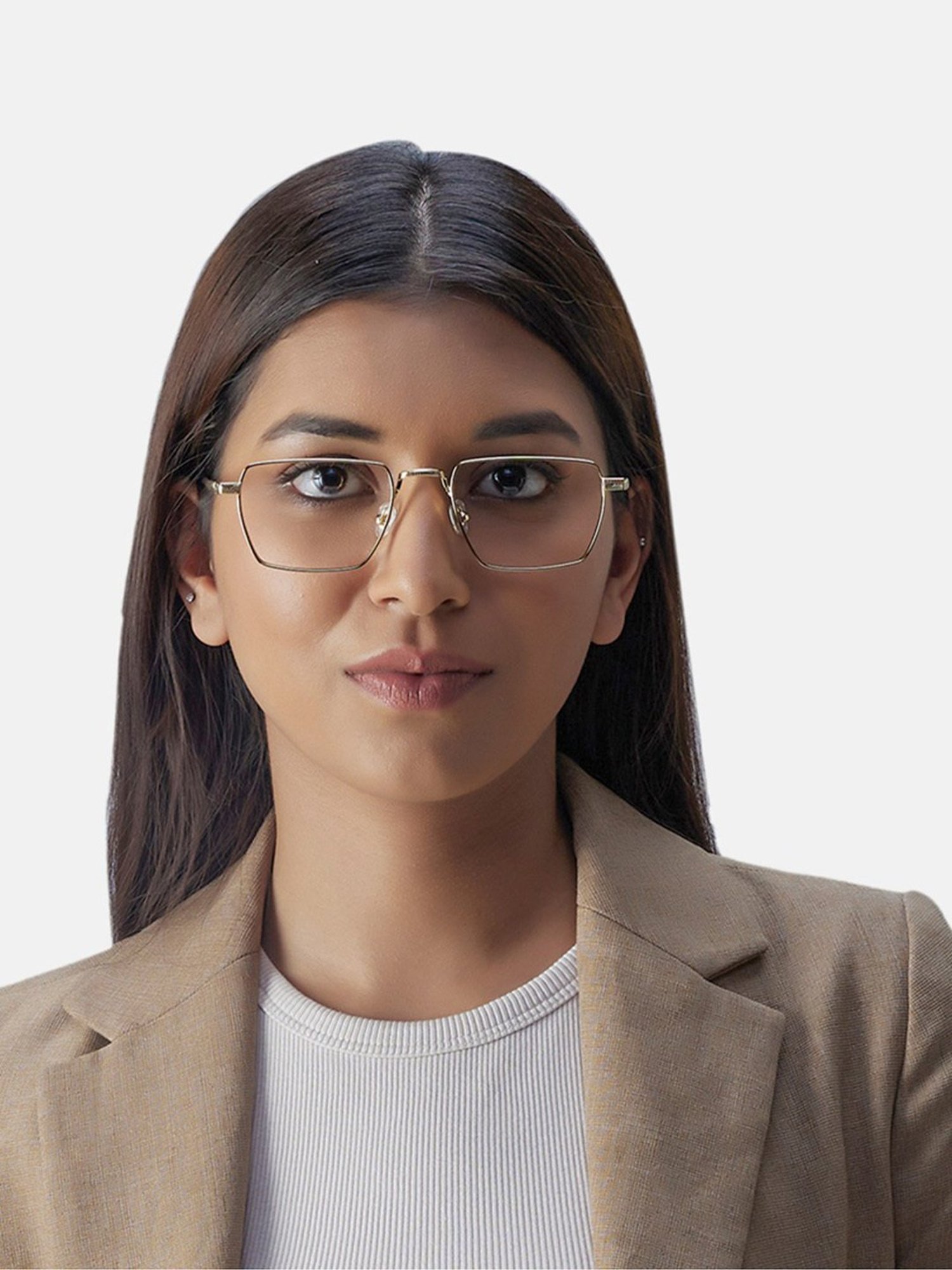 Shisen Fox Raion Dark Gold Rectangular Unisex Blue Filter Computer Lenses -52 mm