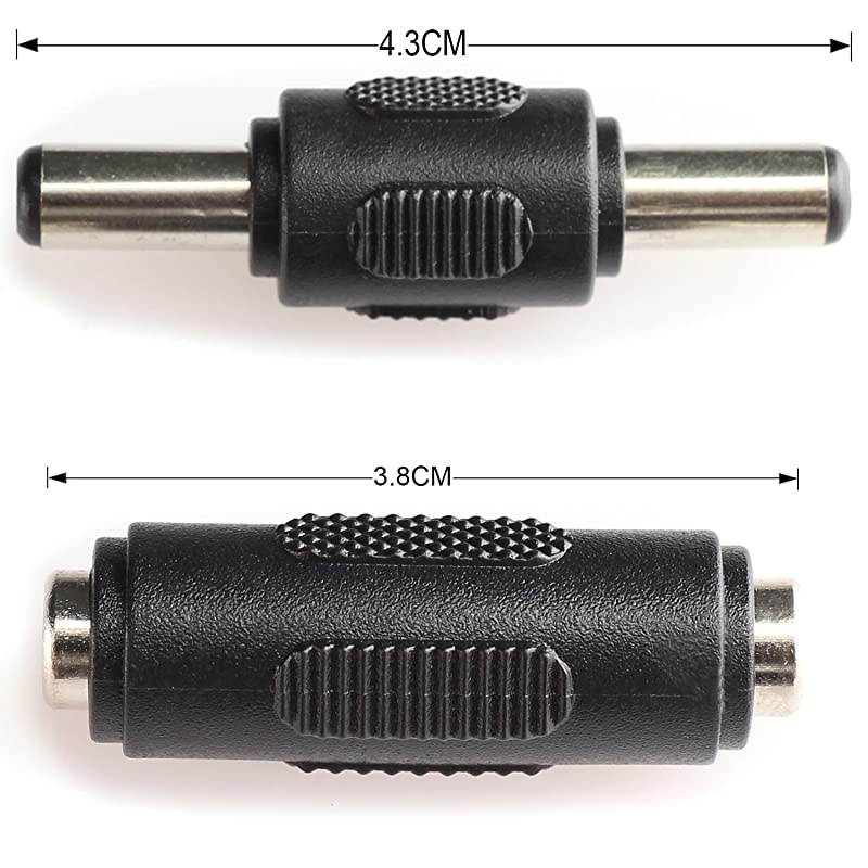 4pcs 5.5x2.1mm DC Power Plug Connector CCTV DC Power Plug Adaptor (2pcs Male to Male + 2pcs Female to Female)