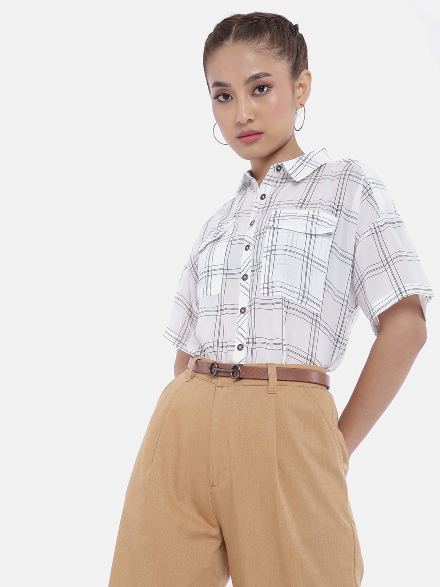 Crusset Khaki Casual Belt for Women