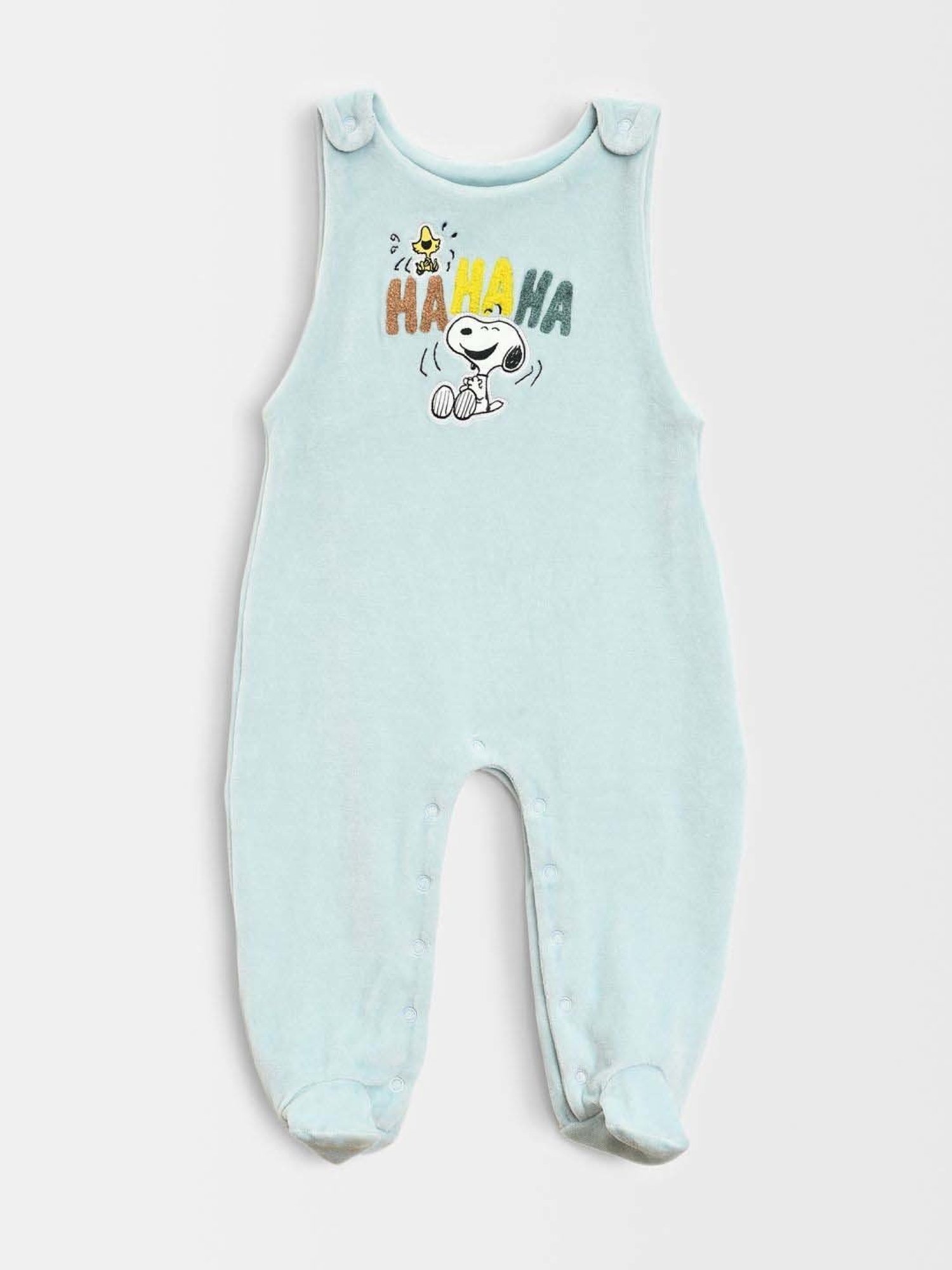 MiArcus Kids PEANUTS Sky Blue & White Printed Full Sleeves Onesie Set