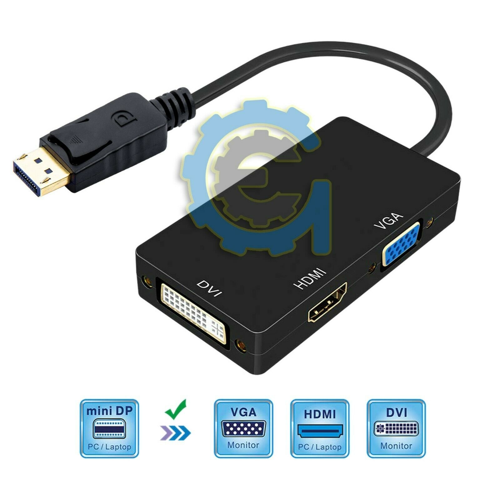 3 In 1 Displayport DP Male To HDMI/DVI/VGA Female Adapter Converter Cable 1080P