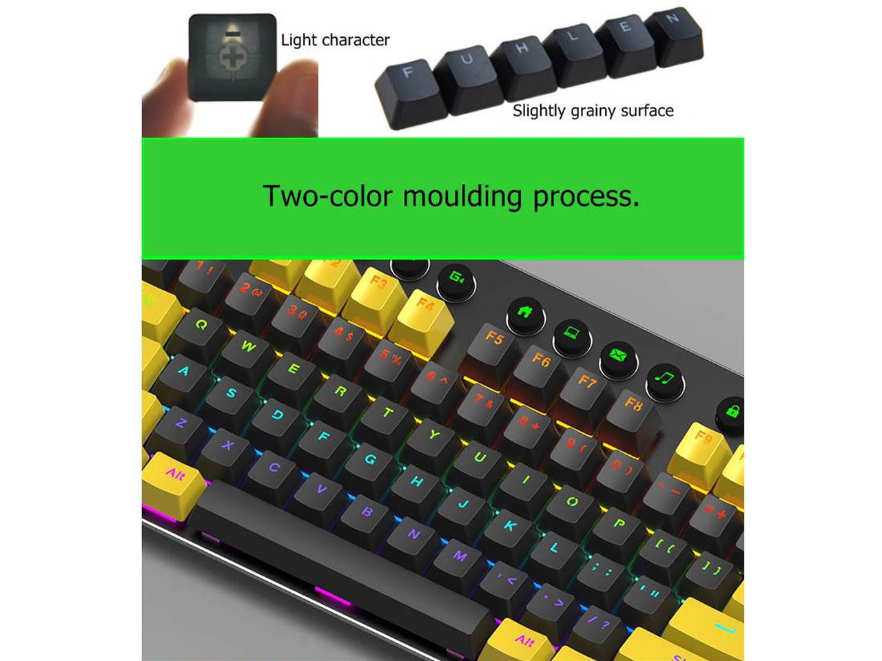 MK13 USB Gaming Keyboard Wired RGB Gaming Mechanical Keyboard Blue Switch 104 Keys Non-conflict Mixed LED Backlight PBT Keycap for Computer/PC/Laptop/Macbook