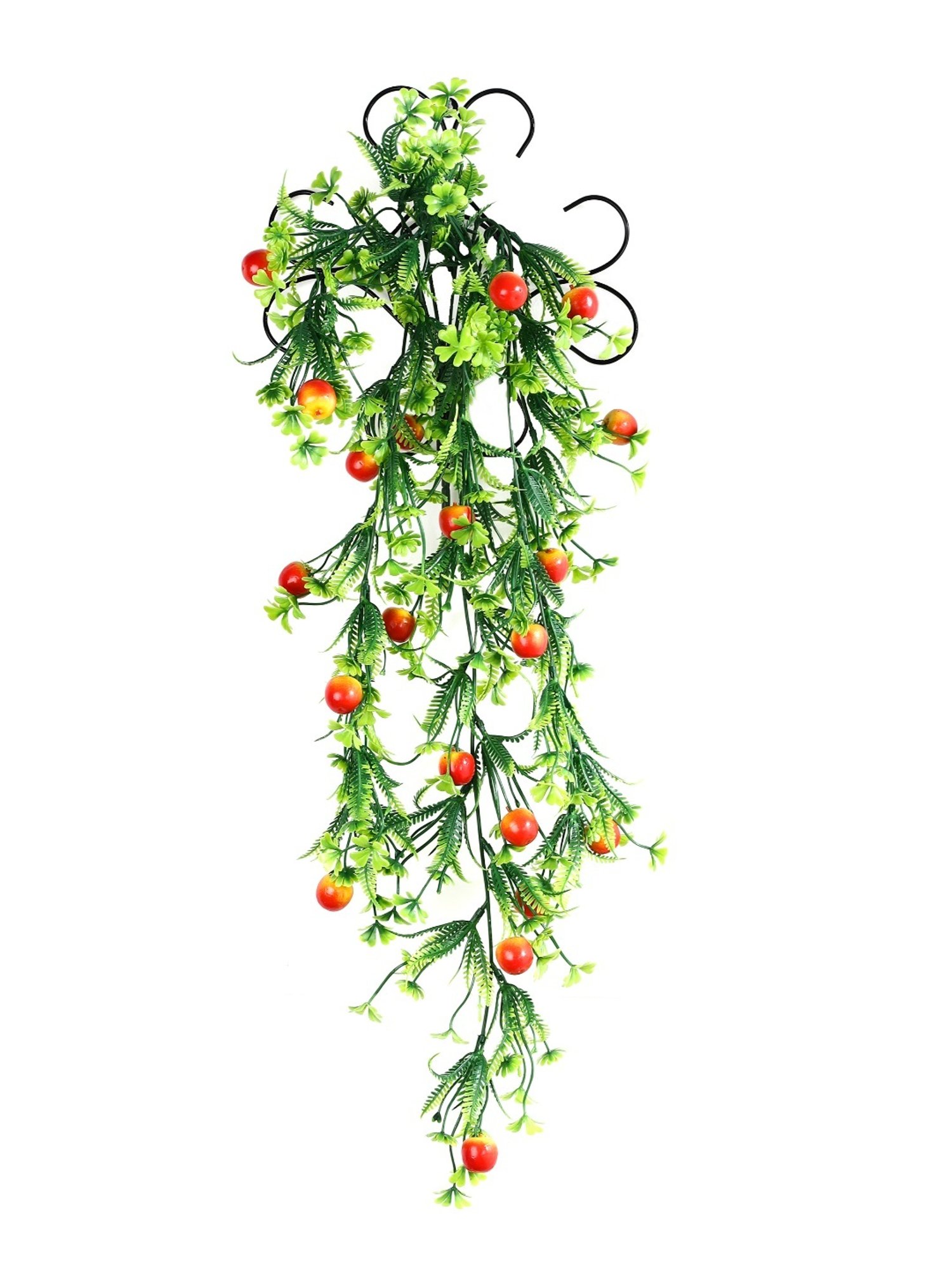 Foliyaj Multicolor Plastic Artificial Apple Vine with Metal Wall Stand