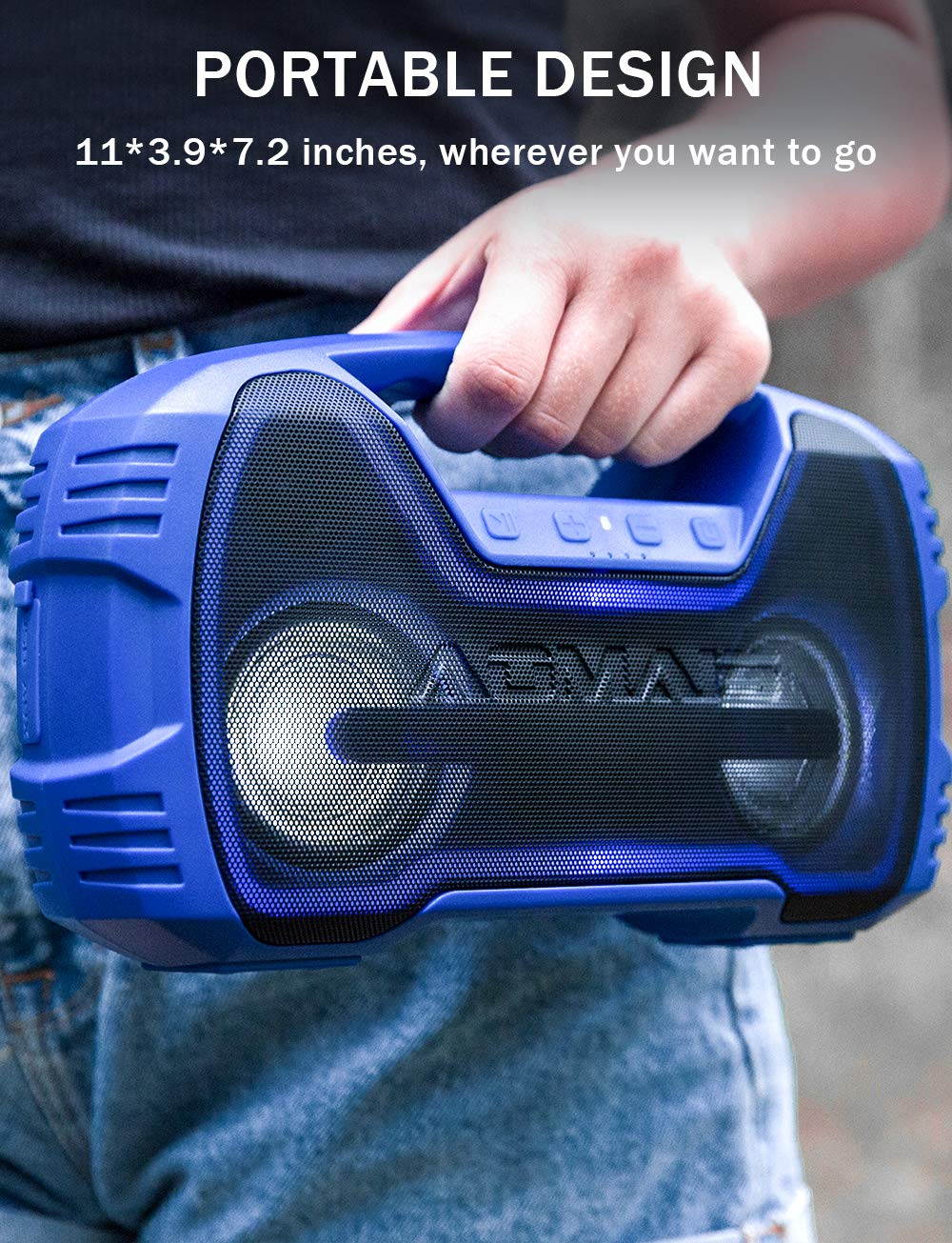 AOMAIS 25W Bluetooth Speakers with HD Stereo Sound & Deep Bass, Portable Outdoor Wireless Stereo Pairing Speaker, IPX7 Waterproof, Built-in Mic, 100ft Bluetooth Range for Party, Camping, Travel-Black