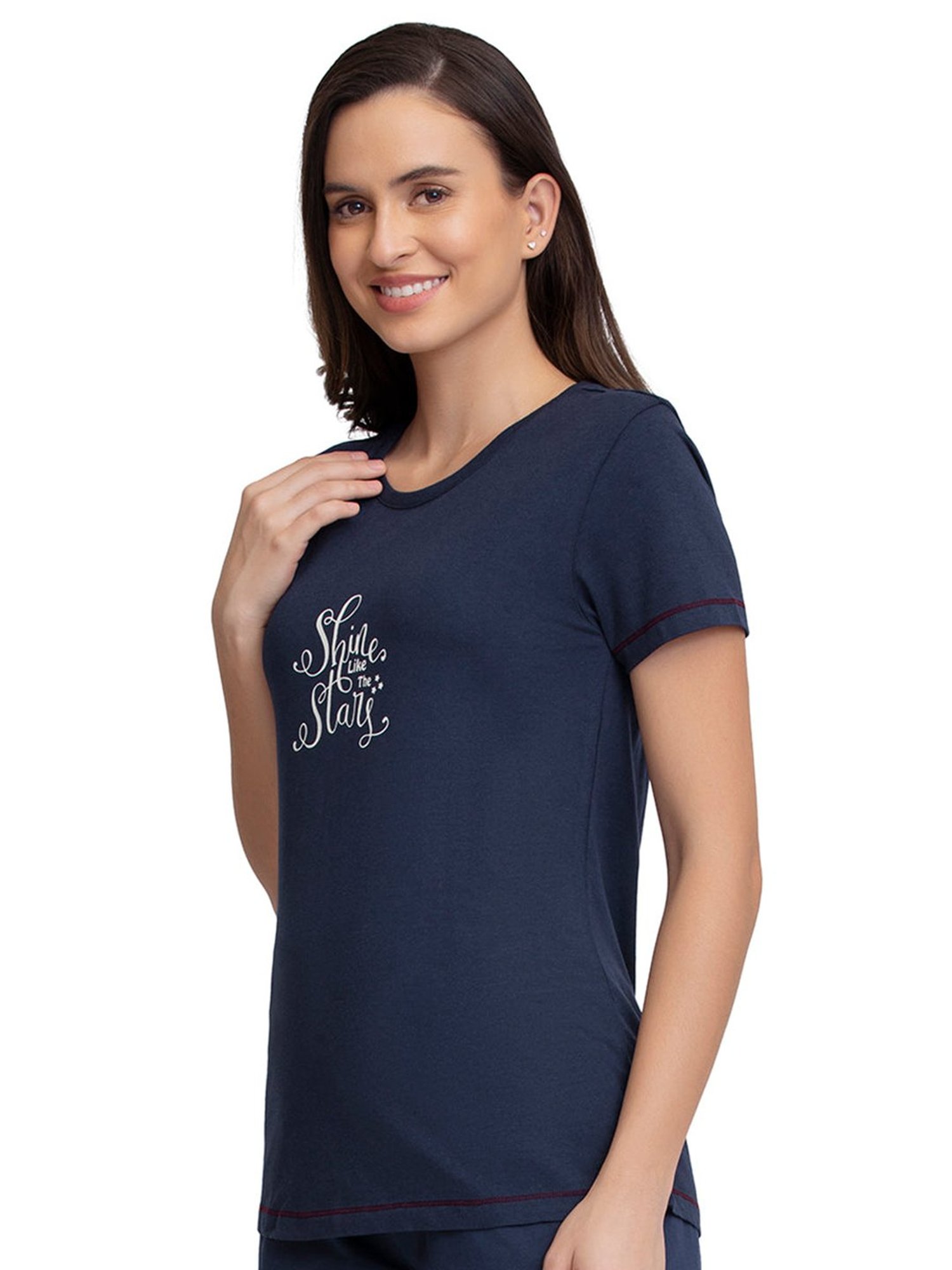 Amante Navy Printed T-Shirt