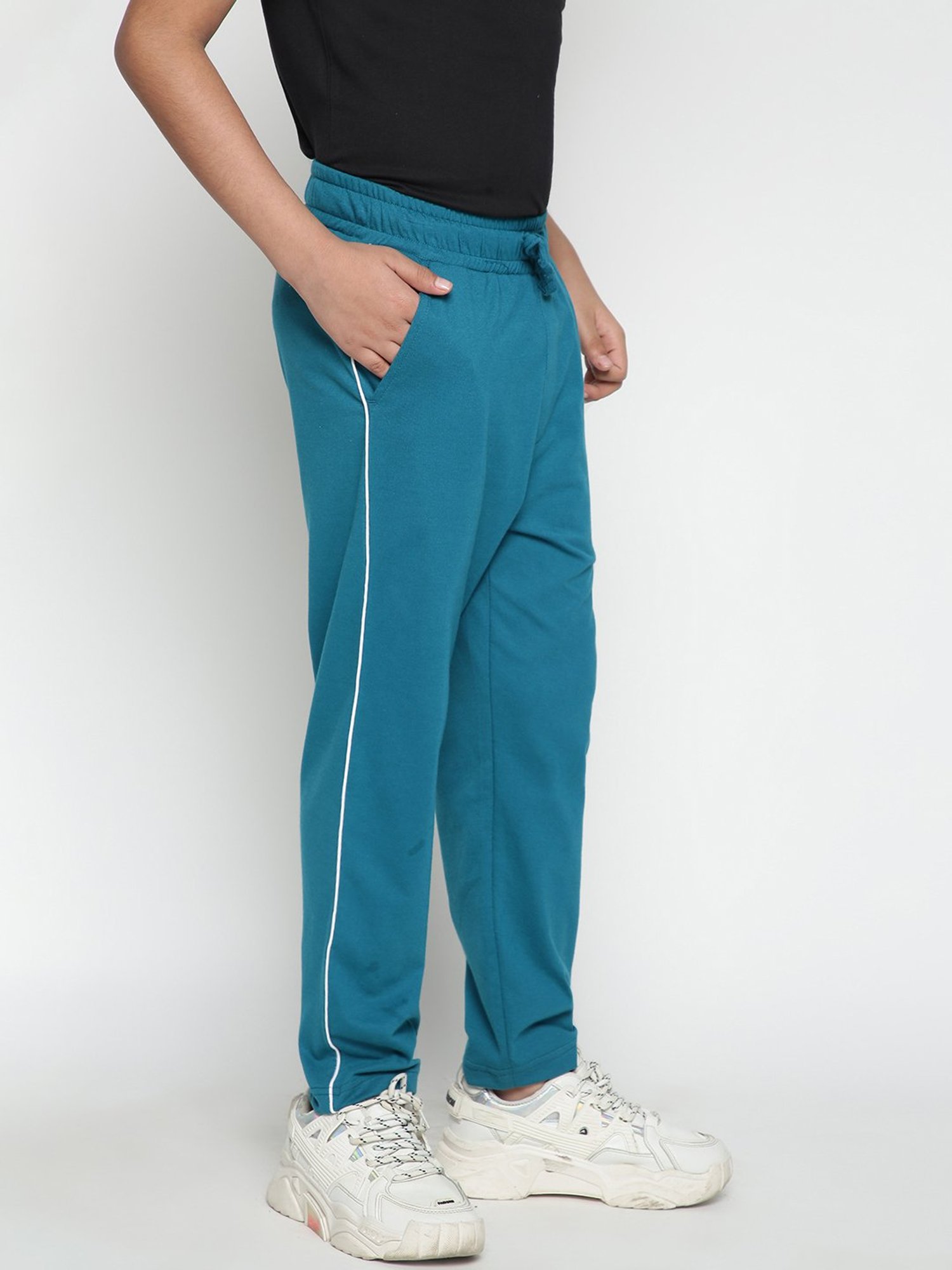Lil Tomatoes Boys Teal Solid Trackpants