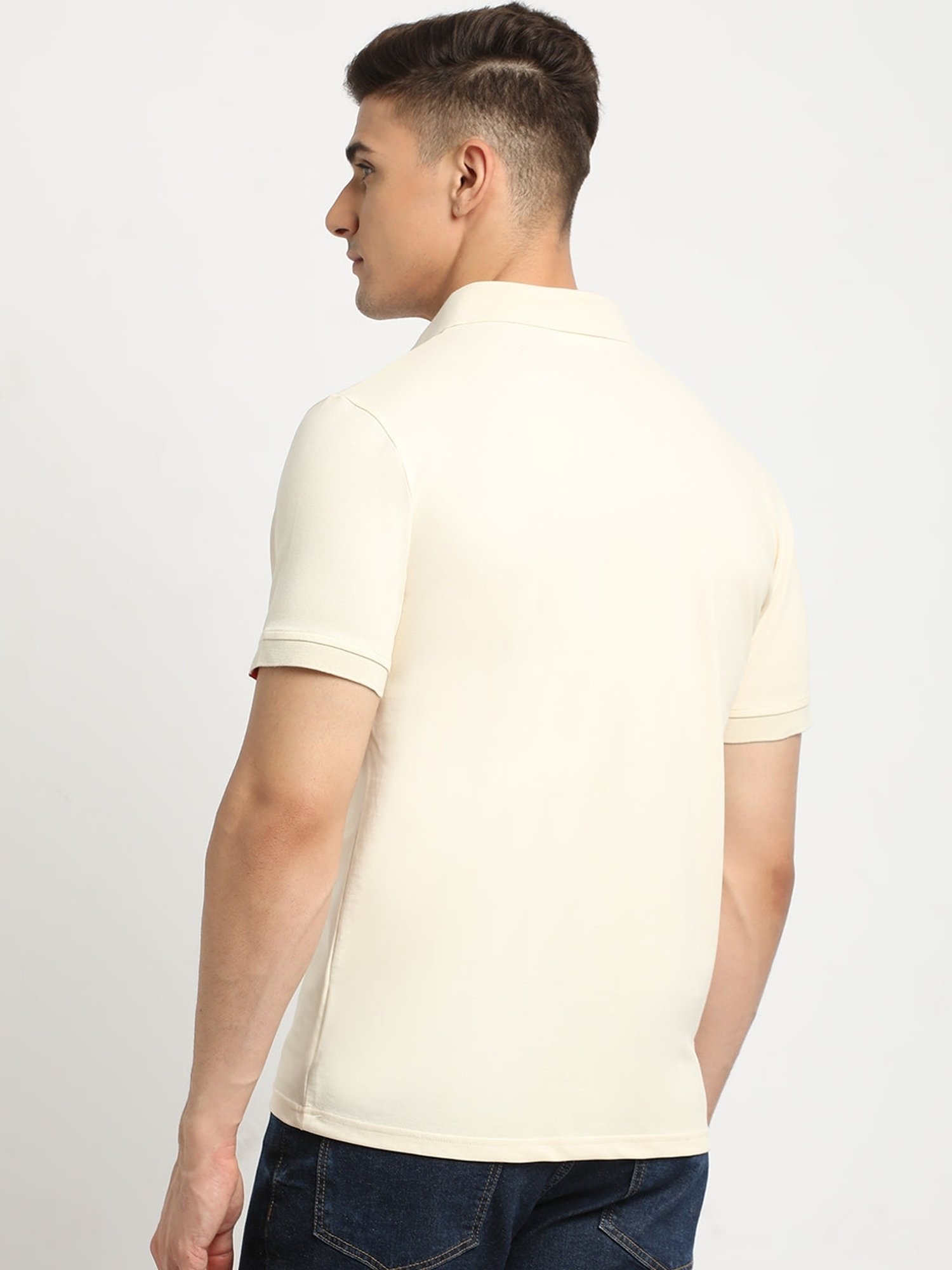 The Bear House Cream Slim Fit Polo T-Shirt