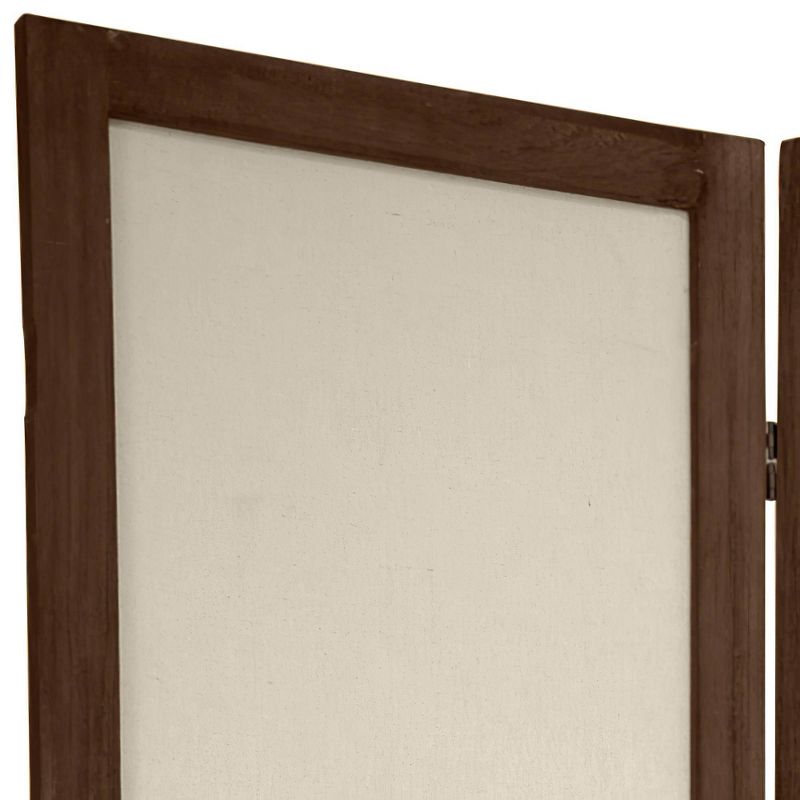 5 1/2ft. Tall 4 Panels Open Lattice Fabric Room Divider Burnt Brown - Oriental Furniture