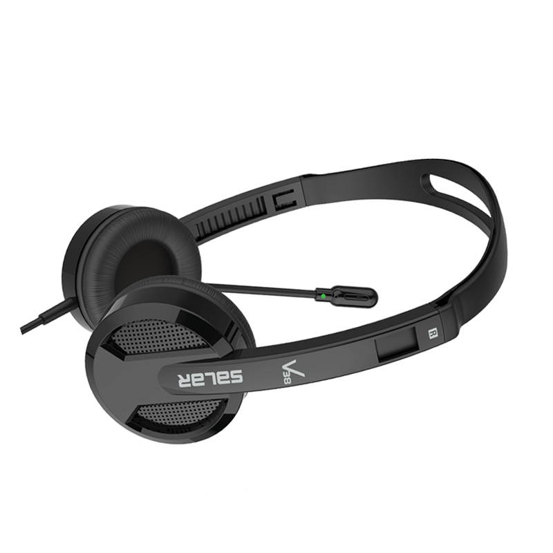 USB wired computer headset, with arm microphone and volume control, compatible with desktop computers, laptops, suitable for school education and online learning,Black