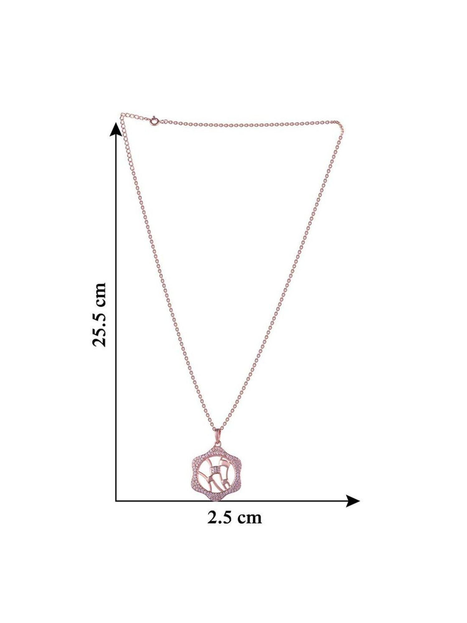 Rihi by P.C. Chandra Jewellers 925 Silver Rose-Gold Motif Chain Pendant for Women & Girls