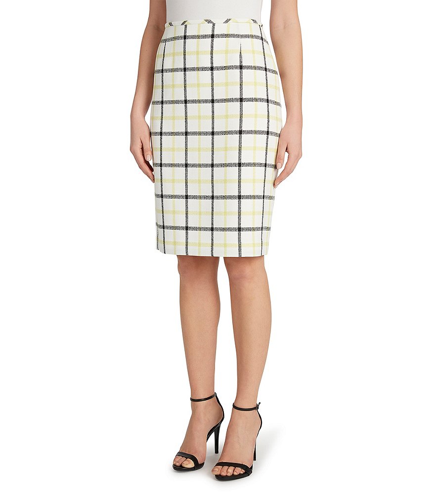 Tahari ASL Windowpane Twill Pencil Skirt