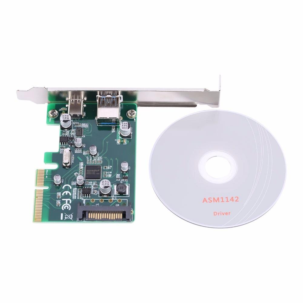 PCI-E 4X Express to USB 3.1 15 Pin Type-C+Type-A Dual Ports Card Adapter Expansion