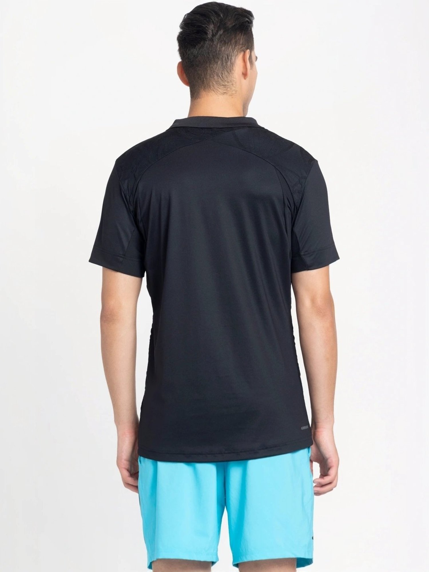 Adidas Black Slim Fit Texture Sports Polo