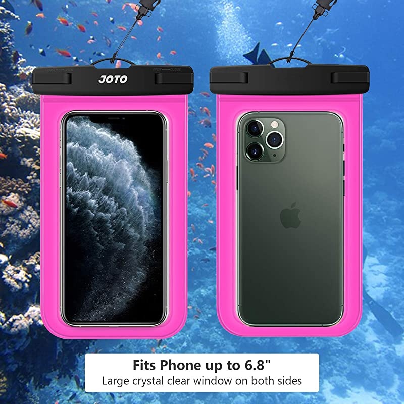 Universal Waterproof Pouch Cellphone Dry Bag Case for iPhone 11 Pro Max Xs Max XR X 8 7 6S Plus SE, Galaxy S20 Ultra S20+ S10 Plus S10e S9 Plus S8/Note 10+ 9, Pixel 4 XL up to 7" -Magenta