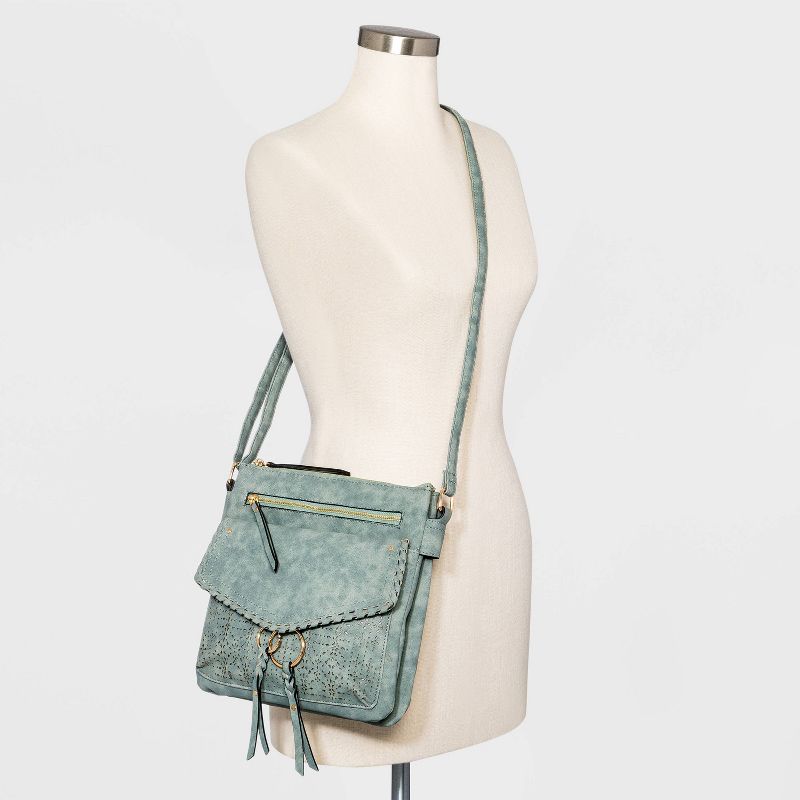 VR NYC Mosaic Design Laser Cut Crossbody Bag - Ice Blue