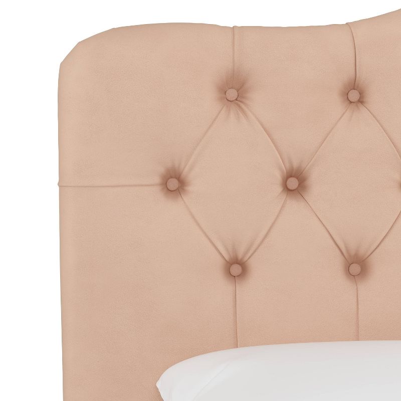 King Tufted Headboard Velvet Soft Pink - Skyline Furniture