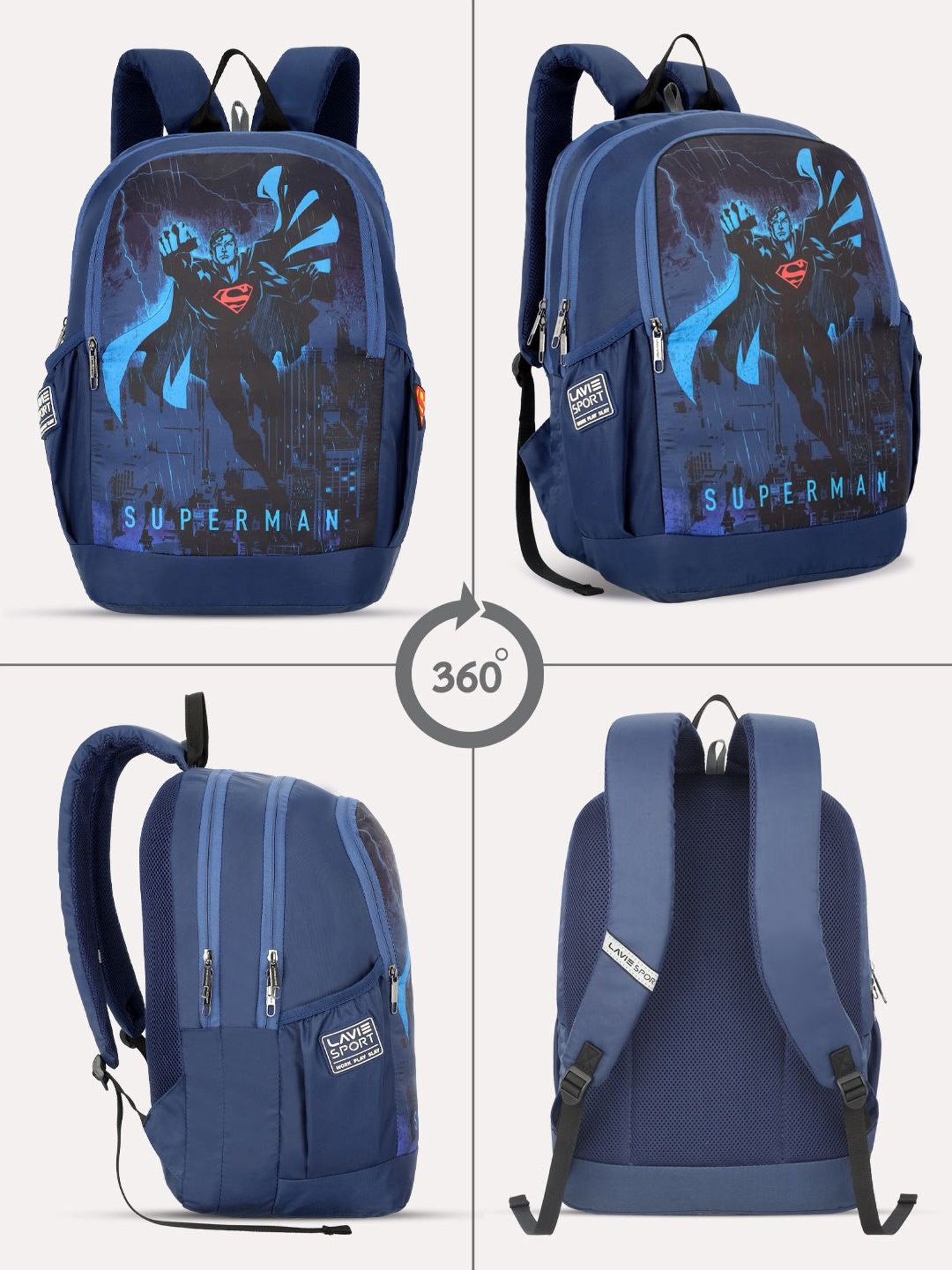 Lavie Sport Superman 33L College Laptop Backpack For Boys & Girls (Navy)