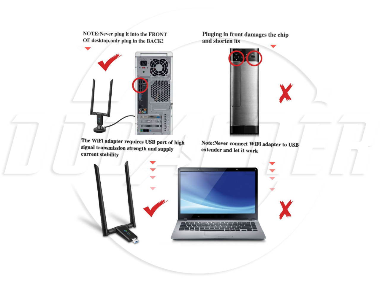 SA Mini USB  WiFi adapter 600Mbps dual-band wireless network adapter 802.11 AC 5dBi antenna, suitable for desktop laptops WiFi dongle compatible with Windows XP / Vista / 7/8 / 8.1 / 10 Mac