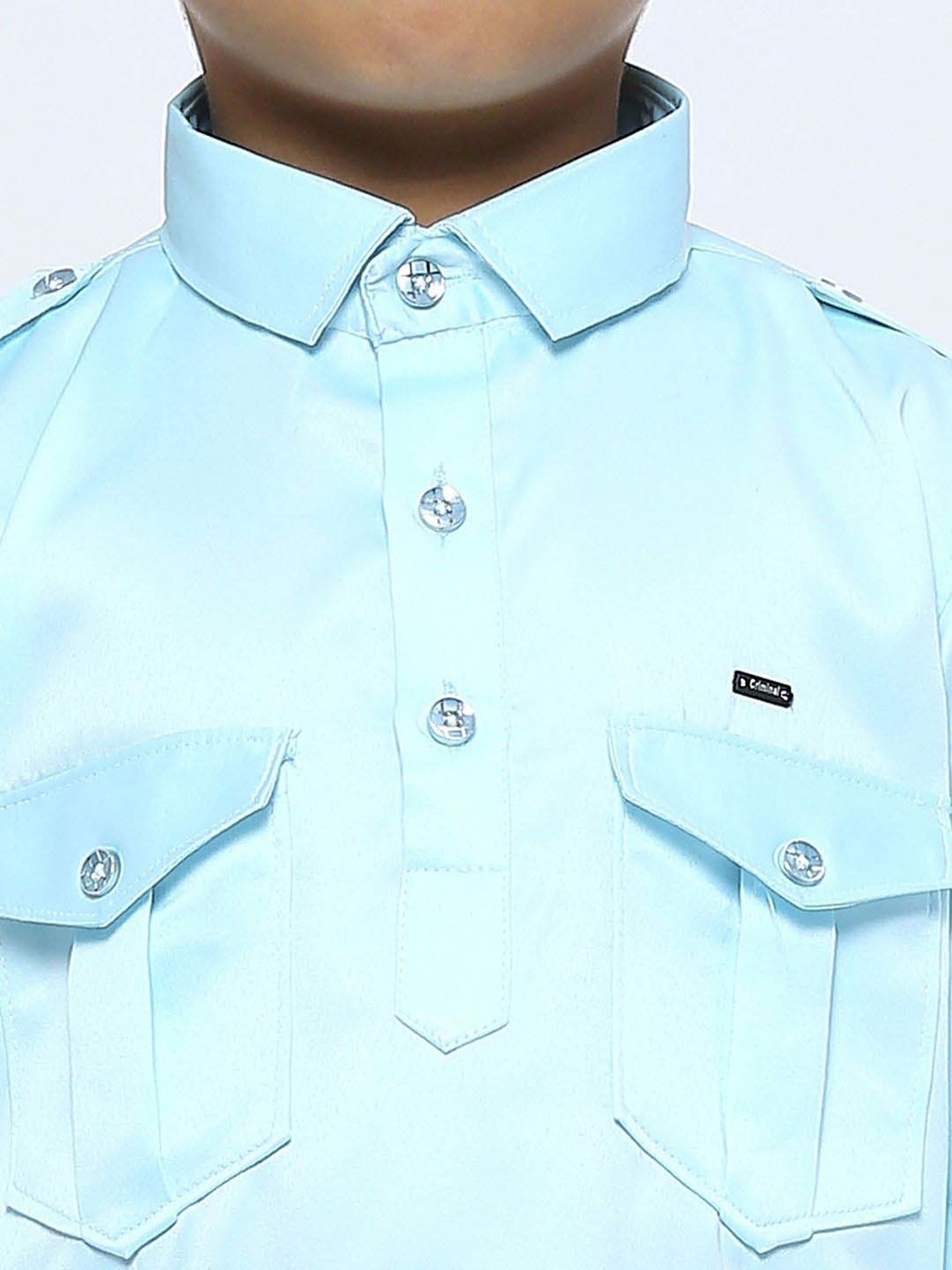 Kids Island Boys Blue Solid Full Sleeves Kurta Set