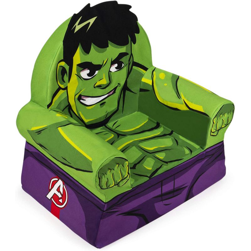 Marshmallow Furniture Comfy Foam Toddler Chair Kid's Furniture for Ages 2 Years Old and Up, The Incredible Hulk