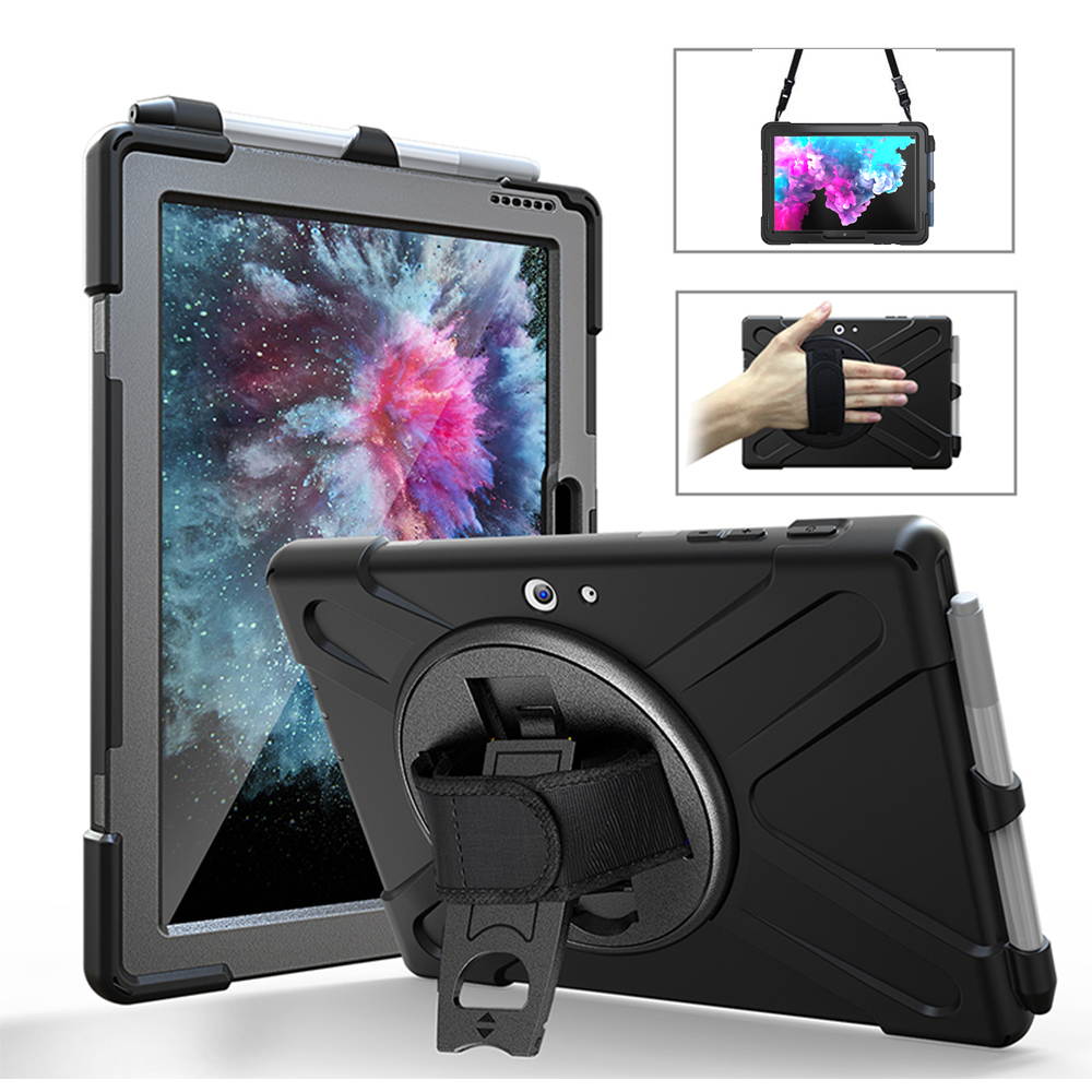 Case for Microsoft Surface Go 2 10.5 inch 2020 / Surface Go 10 inch 2018 with with Pen Holder, Hand Strap & Shoulder Strap Shockproof Protective Stand Cover