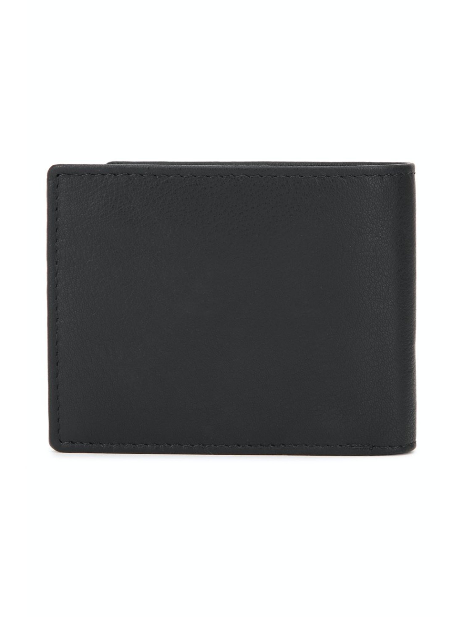 Louis Philippe Black Leather Bi-Fold Wallet for Men