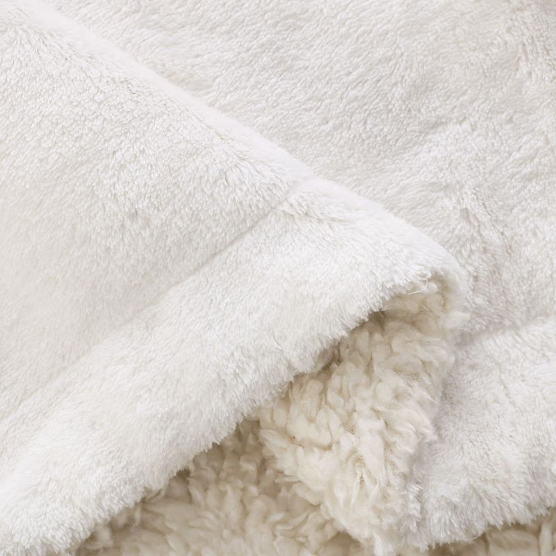 1 Pc Queen Faux Fur Lambswool Reversible Plaid Pattern Bed Blankets Purple  - PiccoCasa