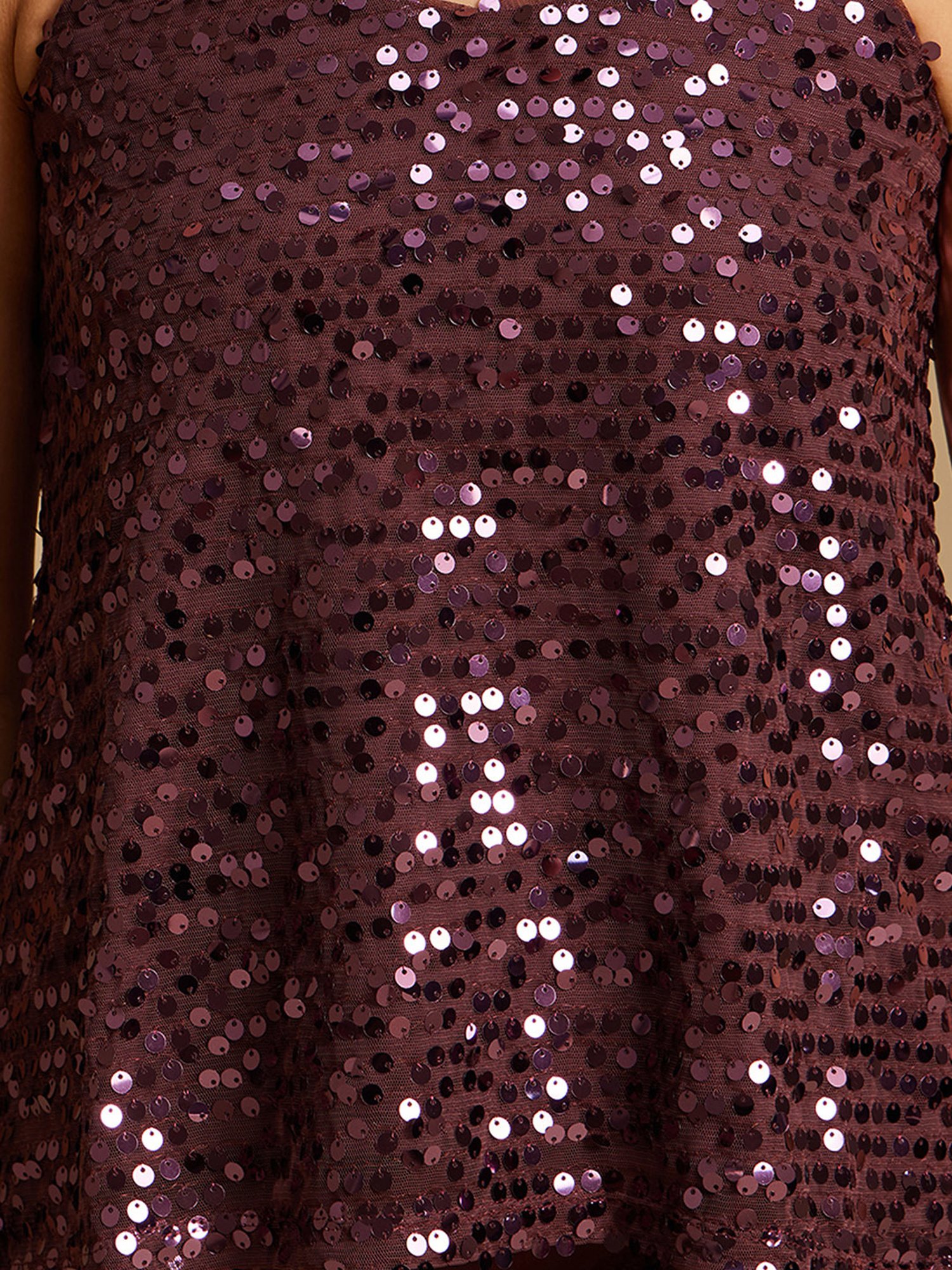 Kazo Maroon Embellished Spaghetti Top