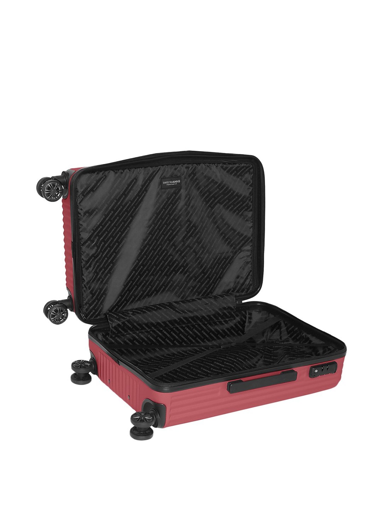 Swiss Brand Riga Red 8 Wheel Small Hard Cabin Trolley - 55 cm