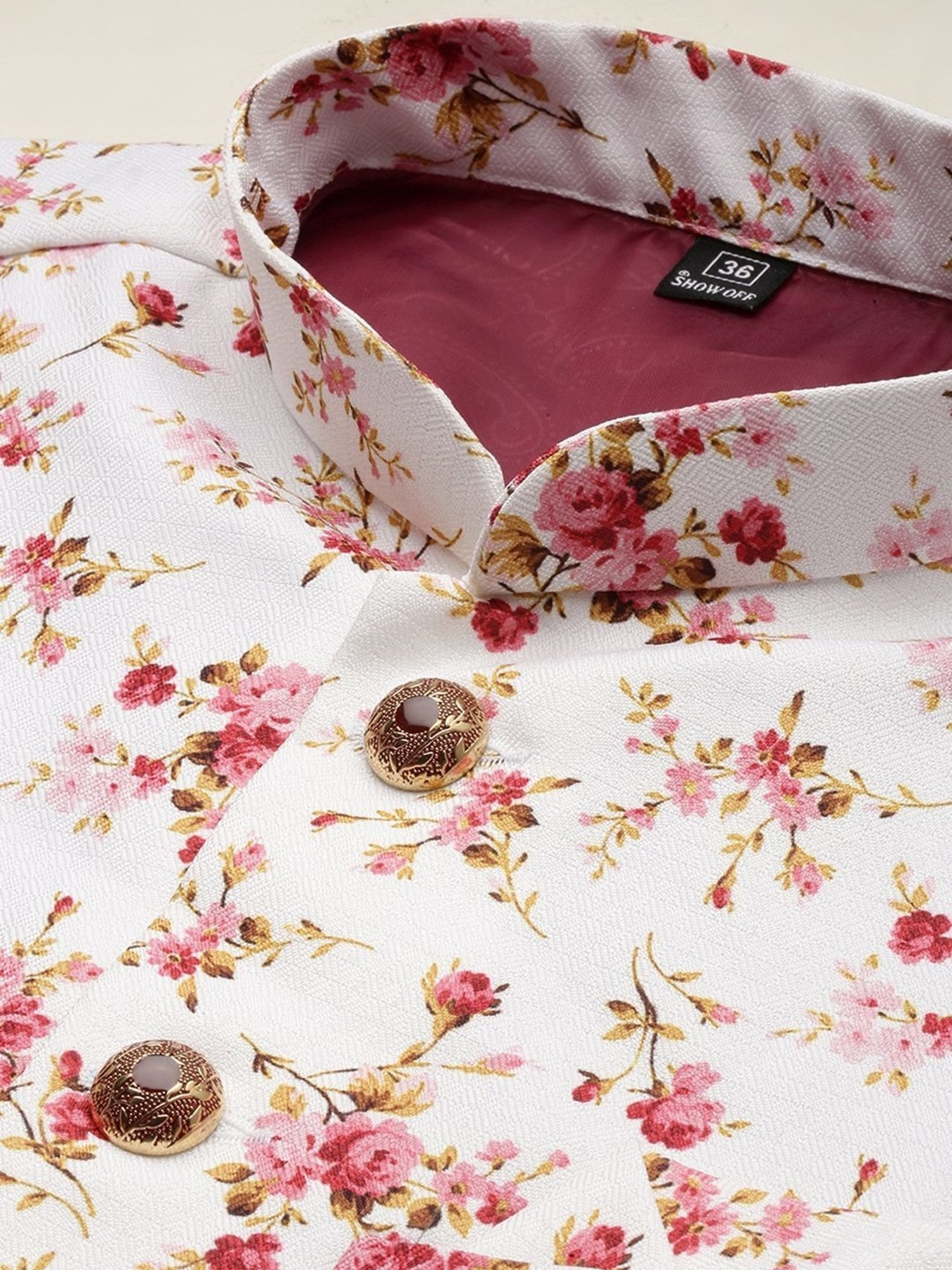 Fabindia Multicolor Regular Fit Printed Cotton Nehru Jacket