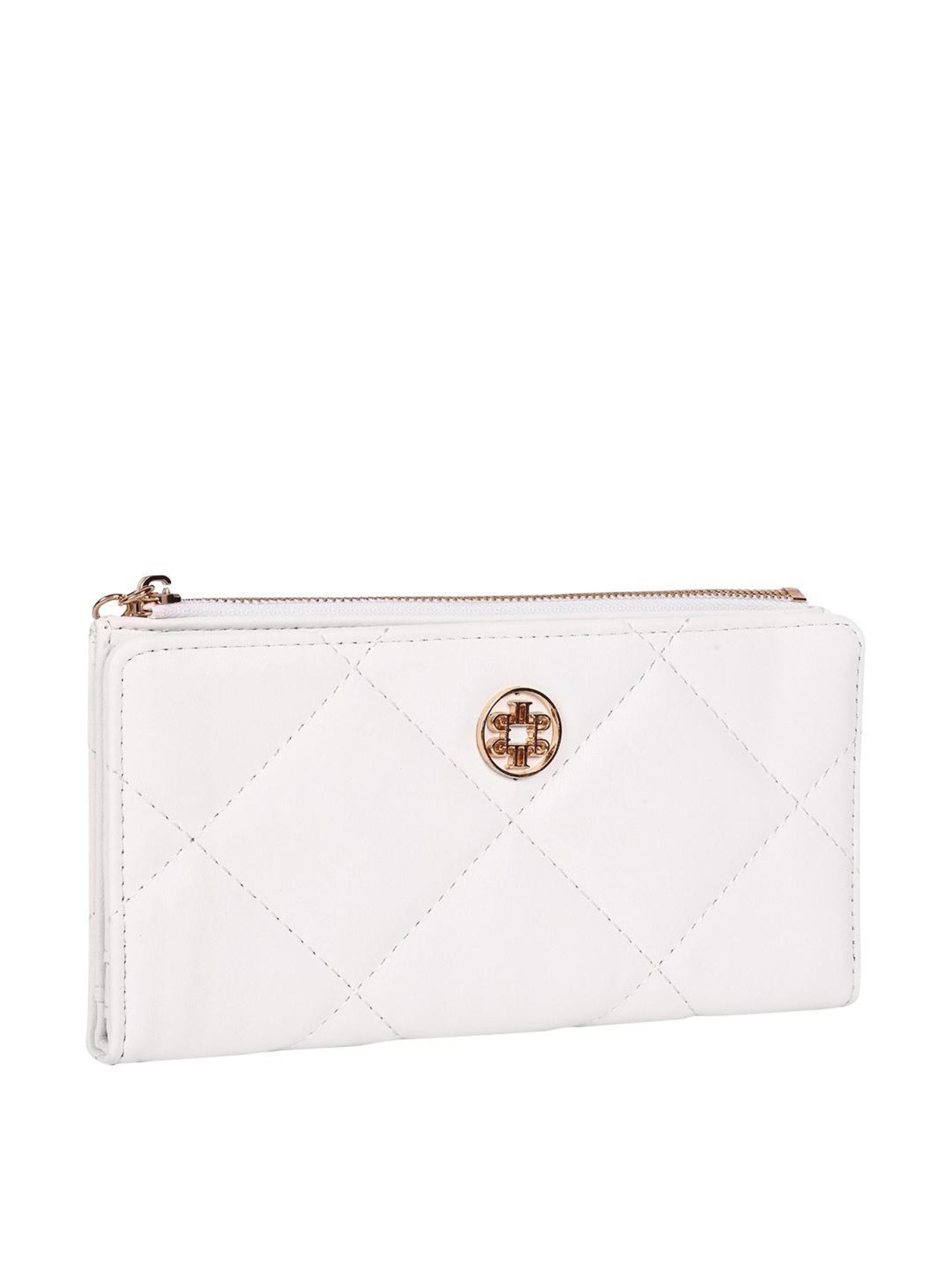 Lino Perros White Synthetic Quilted Bi-Fold Wallet