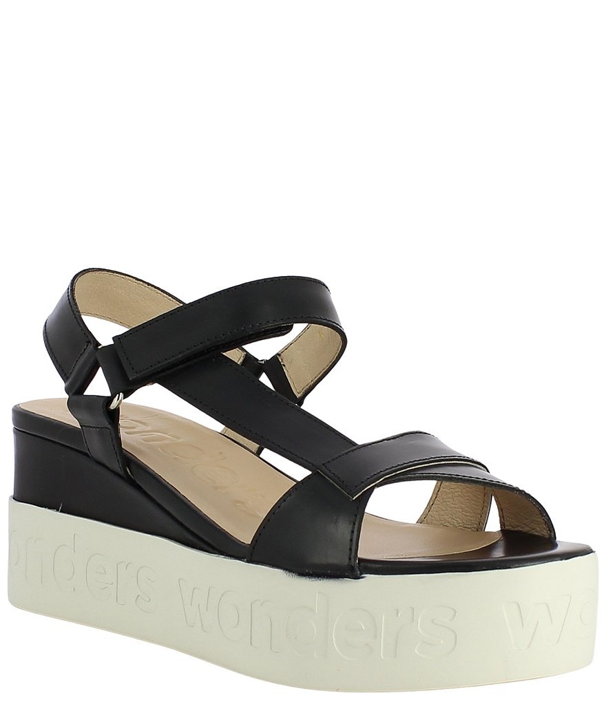 Wonders Mia Leather Lightweight Platform Wedge Sandals