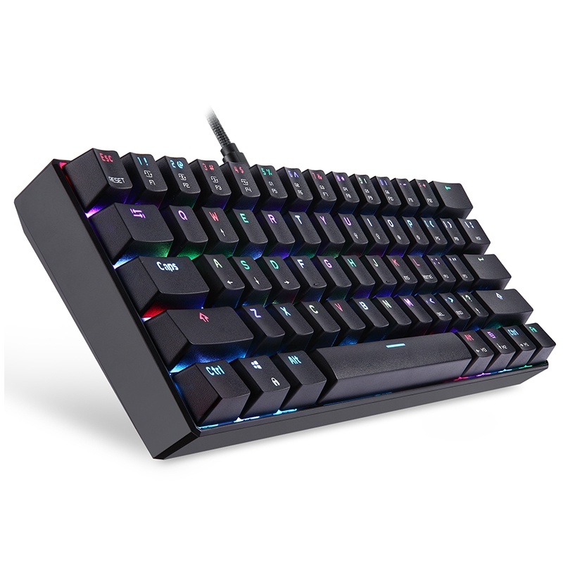 MOTOSPEED CK61 61 Keys Wired Mechanical Keyboard RGB Backlight with 14 Lighting Effects, Cable Length: 1.5m, Colour: Red Shaft