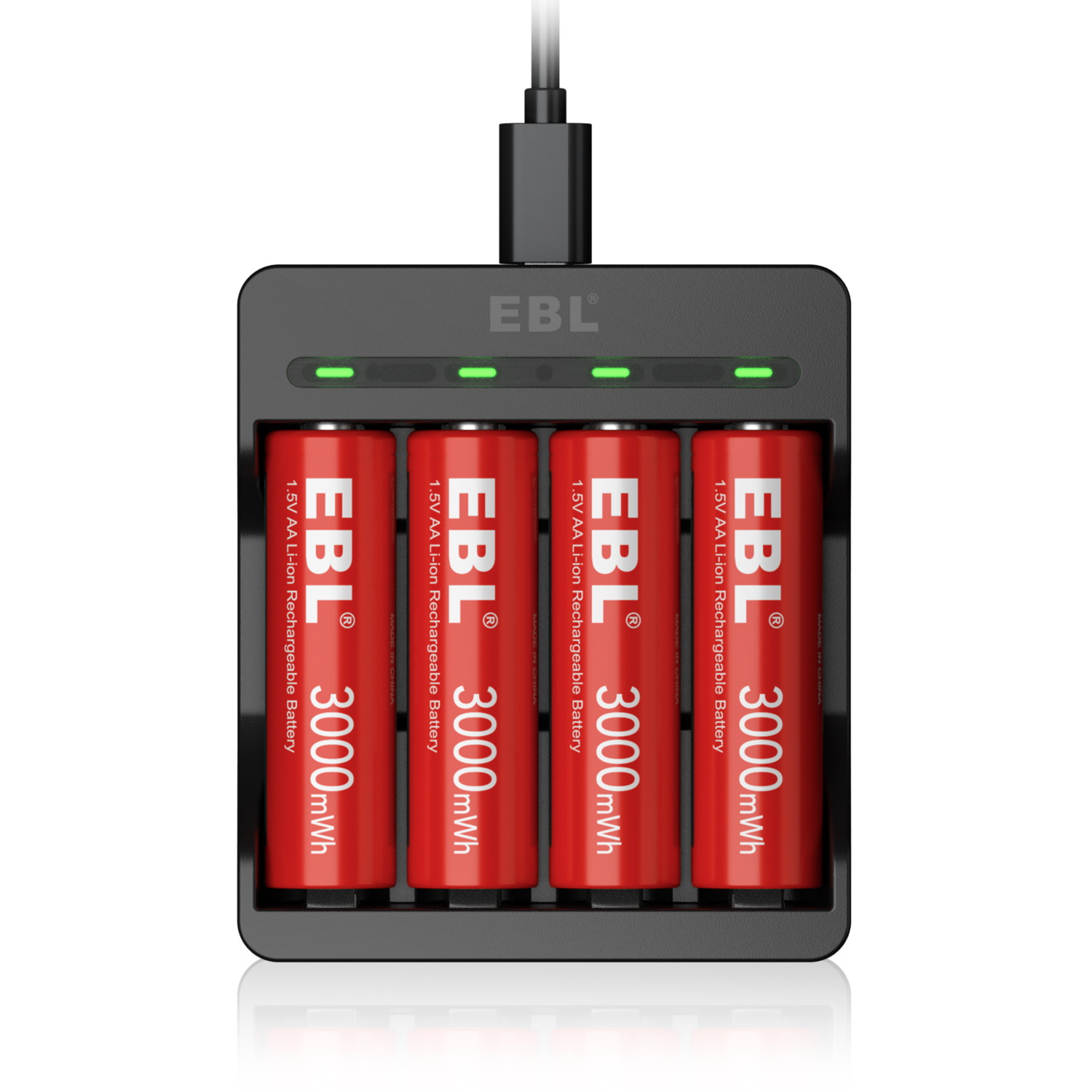 EBL AA Li-ion Rechargeable 3000mWh Lithium Batteries, 1.5V Constant Voltage Battery for Toys and Phone