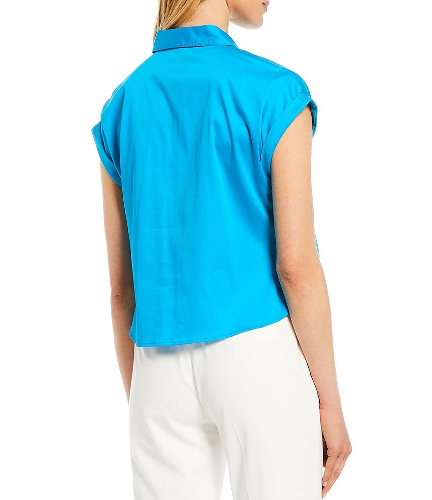 Antonio Melani Blaire Poplin Cap Sleeve Button Front Blouse