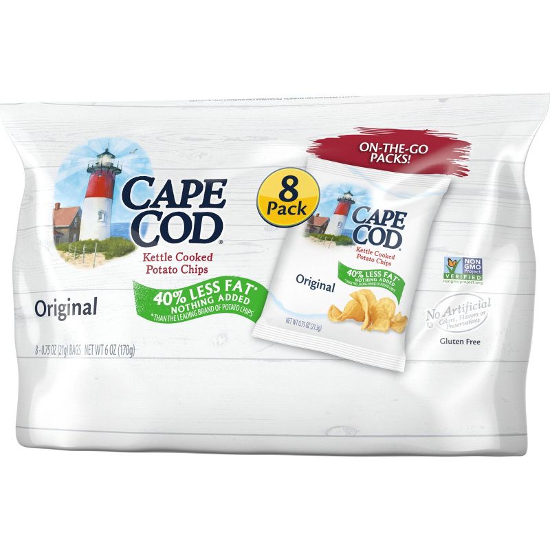 Cape Cod Original Flavored 40% Reduced Fat Kettle Cooked Potato Chips - .75oz / 8ct