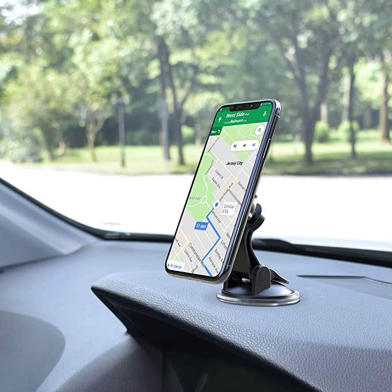 Car Phone Mount with Adjustable Arm Universal Dashboard Windshield Cell Phone Holder for Car Dash Strong Gel Suction Compatible with iPhone 11 11pro Xs XS Max XR 8 7 Samsung S10 S9 S8 S7