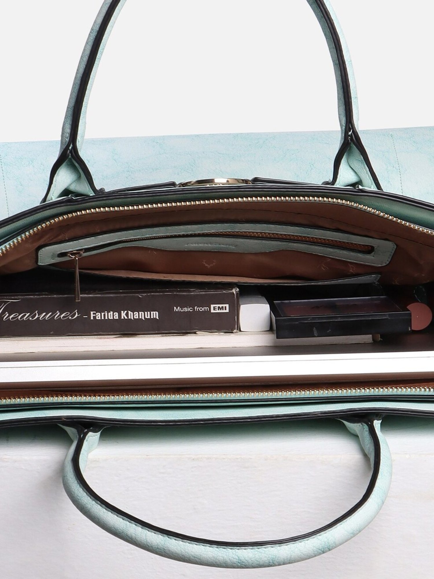 Allen Solly Blue Textured Medium Handbag