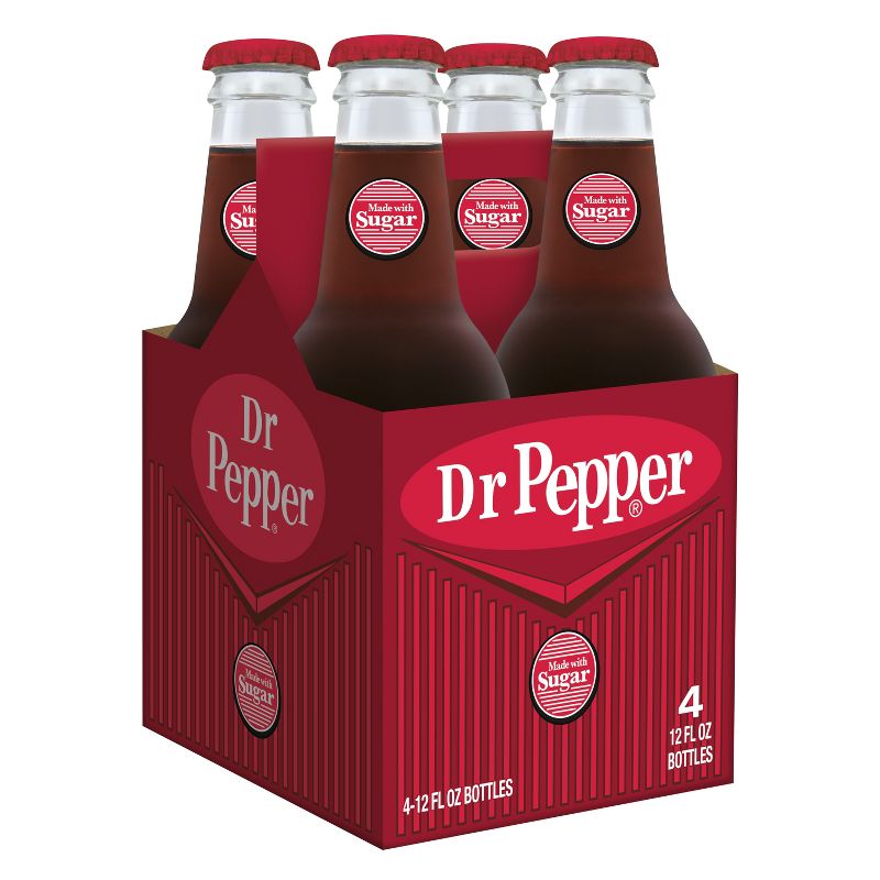 Dr Pepper Soda Made with Sugar - 4pk/12 fl oz Glass Bottles