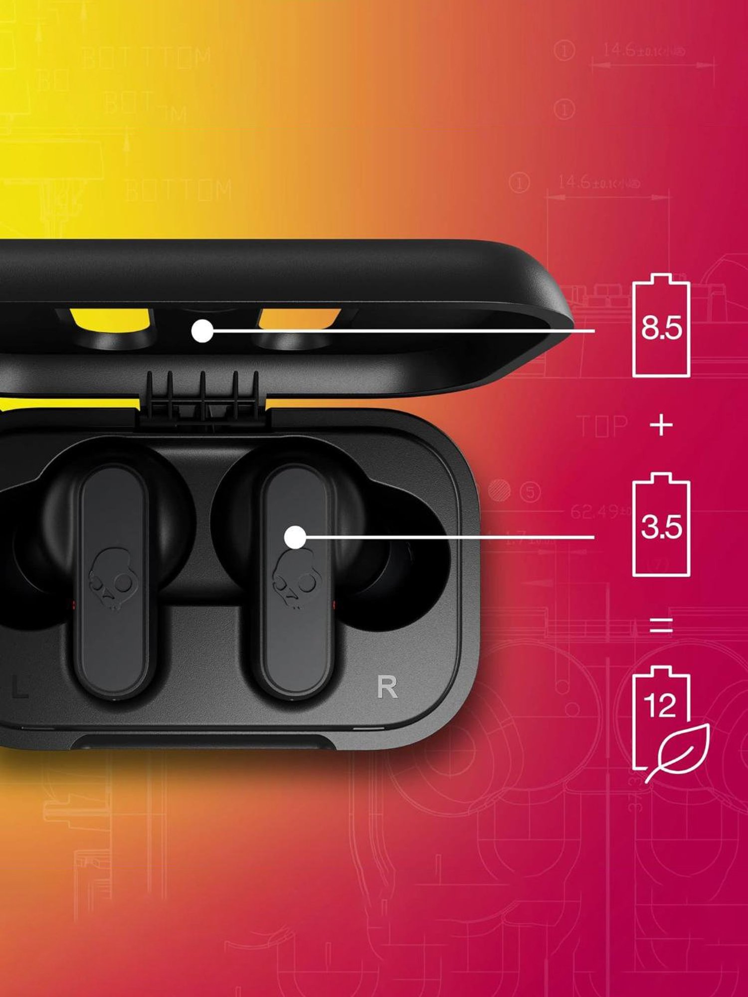 Skullcandy Dime 2 in-Ear Bluetooth Earbuds with IPX4 Water Dust Resistant (Black, True Wireless)