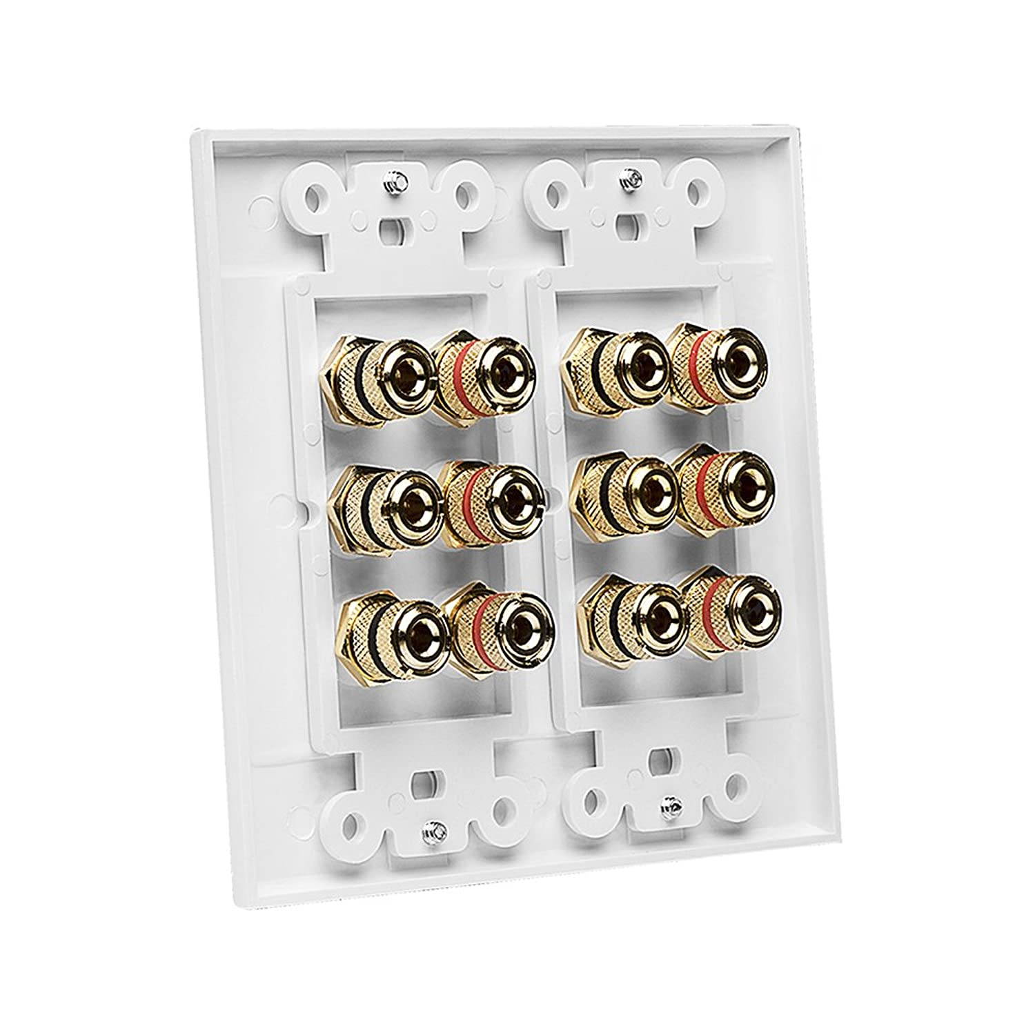 OSD WP12 Banana Binding Post Gold Plated Terminal Decora Style for 6-Speakers (White)